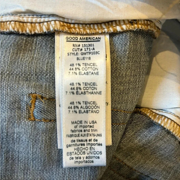 Good American Good Waist Split Hem Slim Fit High Rise Jeans, Size 0/25 Blue 118 - Picture 7 of 9